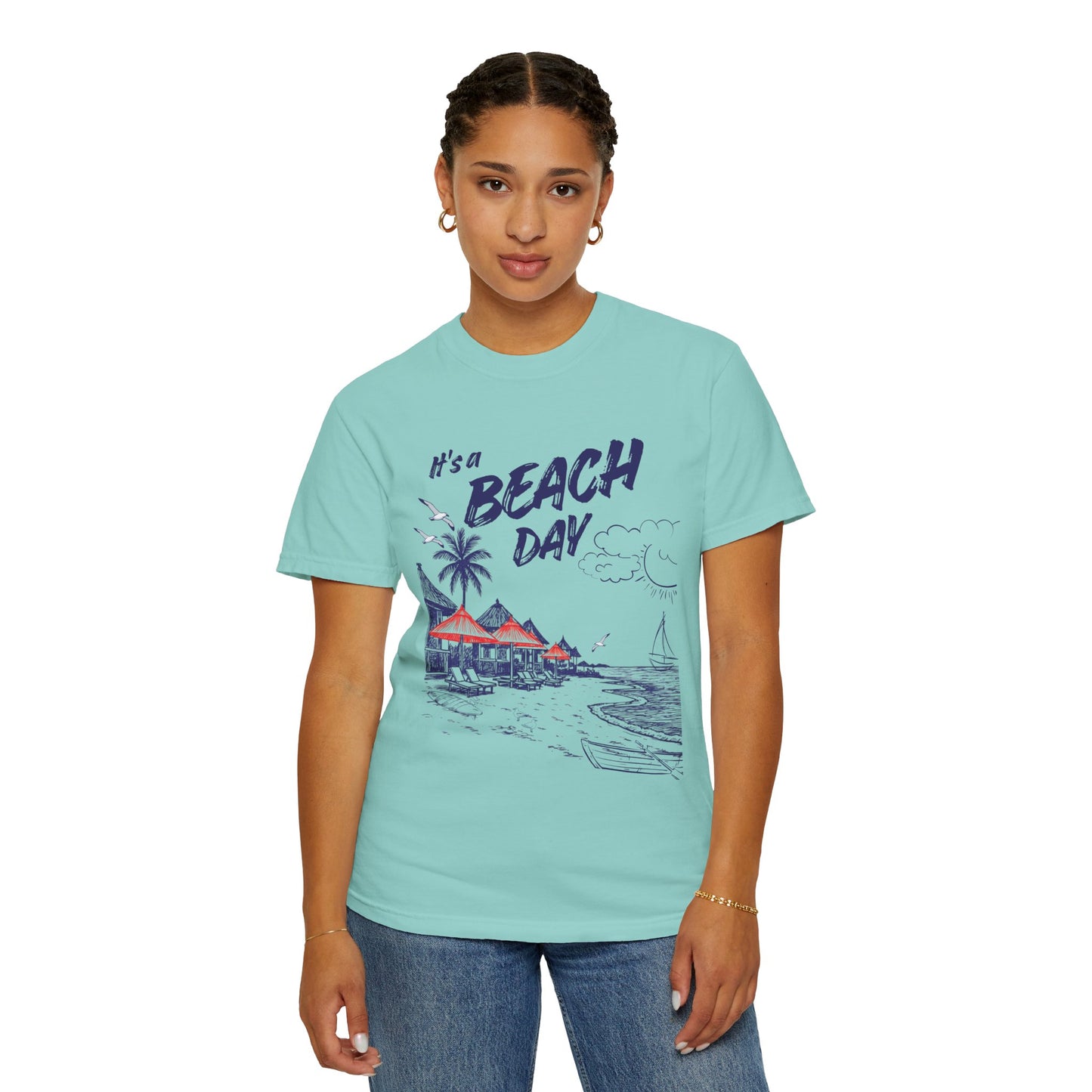 Beach Day Beach Night T-Shirt — Front & Back Beach Scene Unisex Tee