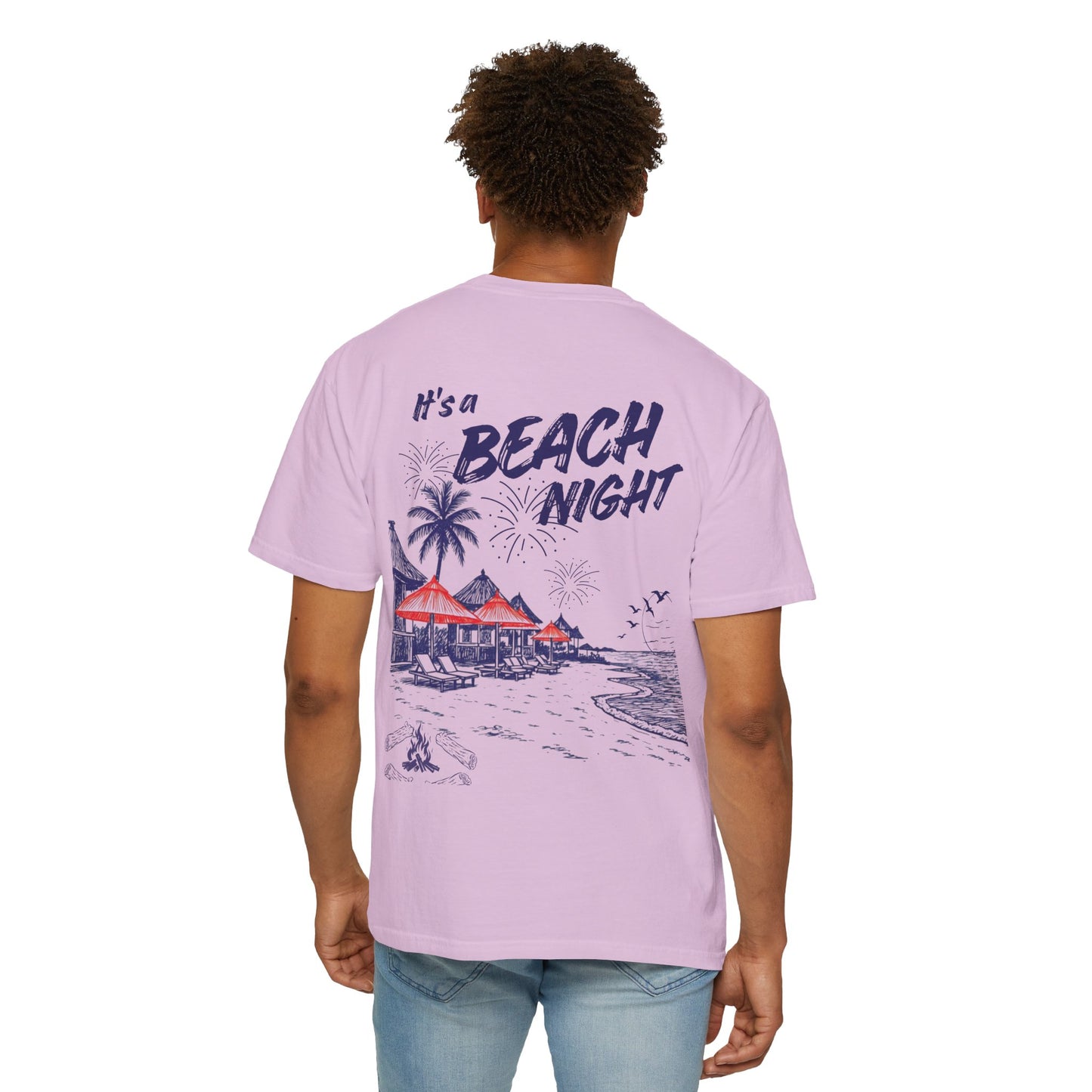 Beach Day Beach Night T-Shirt — Front & Back Beach Scene Unisex Tee