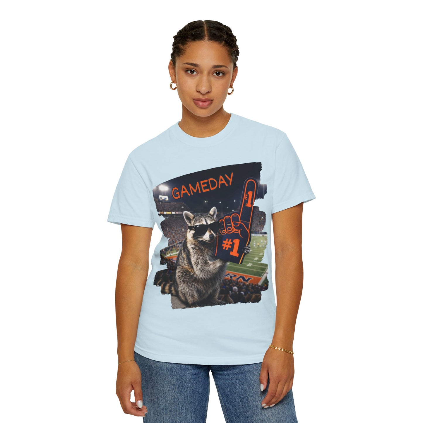 Raccoon Football Fan T-Shirt — Comfort Colors Garment-Dyed Tee