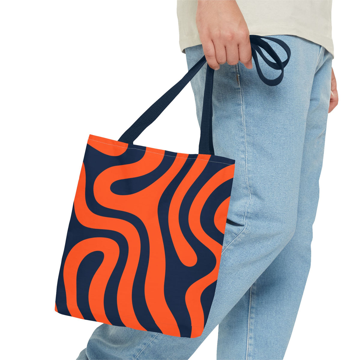 Tiger stripe Orange and Navy Tote Bag