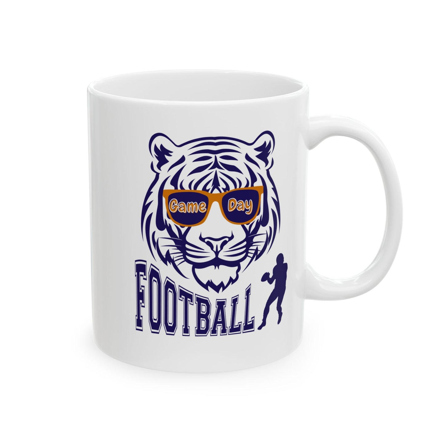 Football Tiger Mascot Ceramic Mug – Team Spirit Coffee Cup (11oz/15oz)