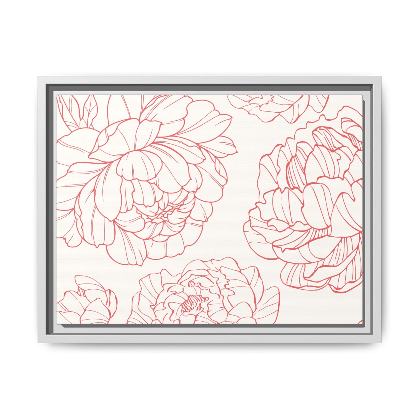 Floral Matte Canvas, White Wooden Framed, Matching Shower Curtain Available