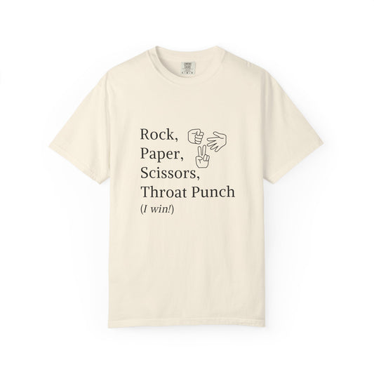 Rock Paper Scissors Throat Punch T-Shirt — Funny Adult Graphic Tee