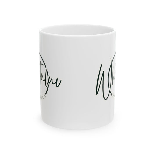 Whatuluv Logo, Ceramic Mug, Coffee Cup, Gift for Her, Tea Lover, Kitchen Decor, Personalized Drinkware, hot or cold liquids, Dishwasher safe