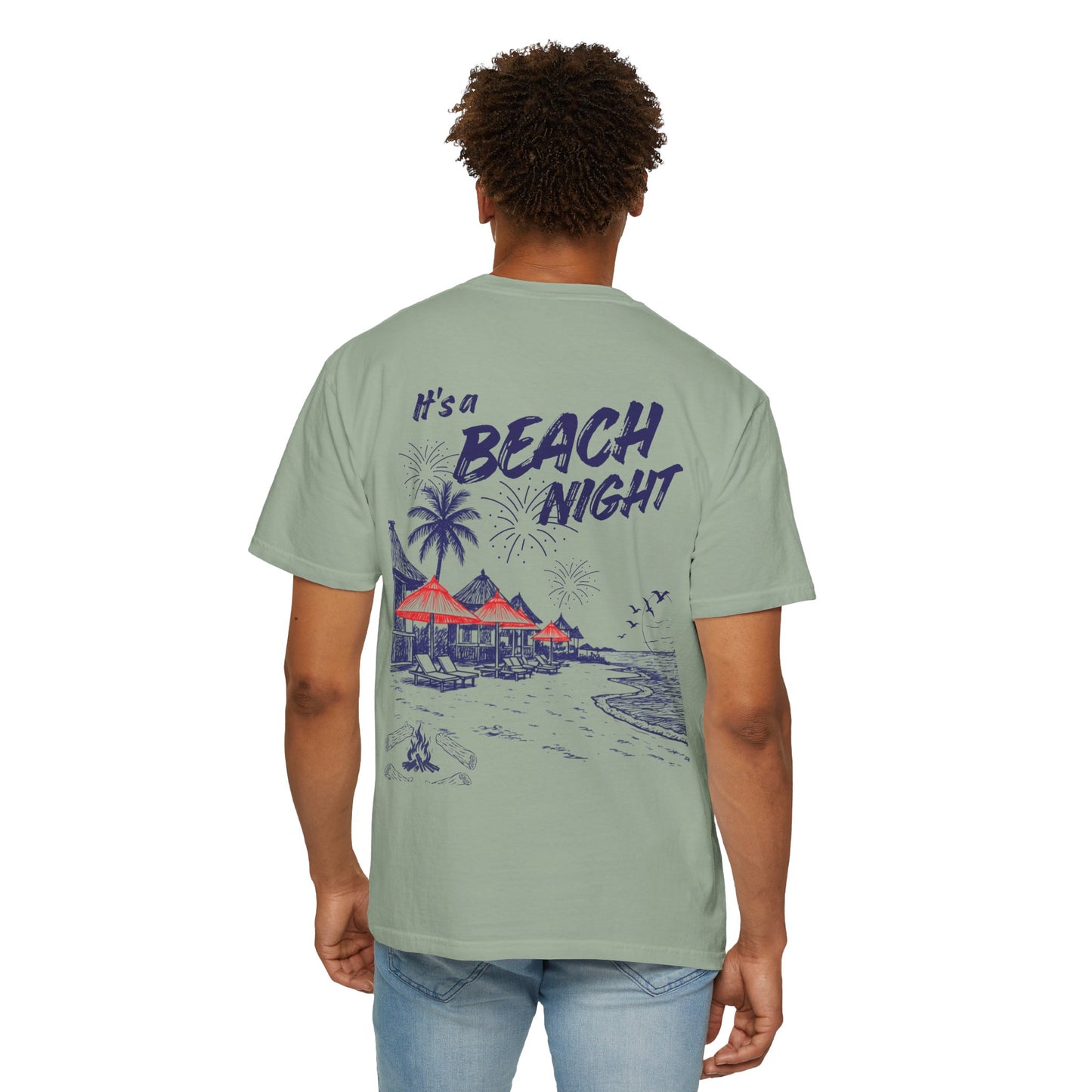 Beach Day Beach Night T-Shirt — Front & Back Beach Scene Unisex Tee