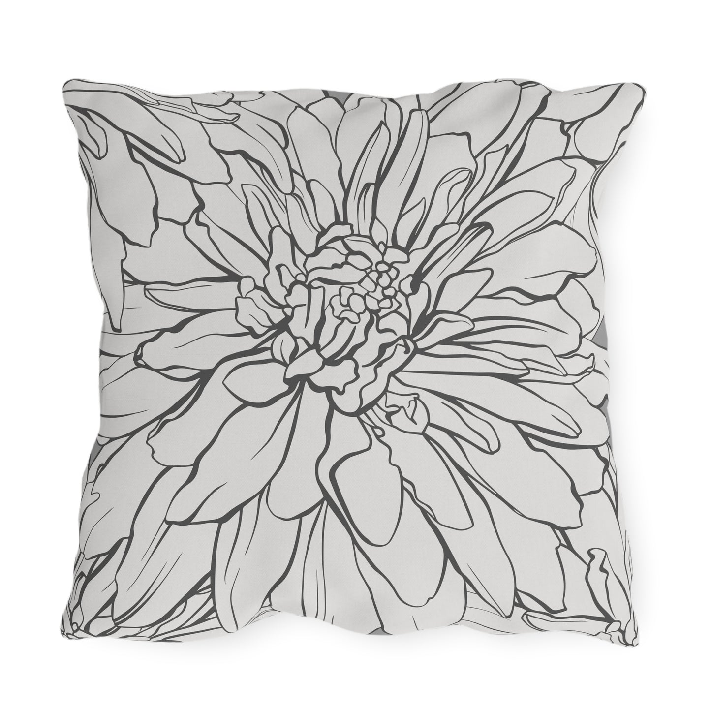 Dahlia Lines Outdoor Pillow | Botanical Floral Cushion