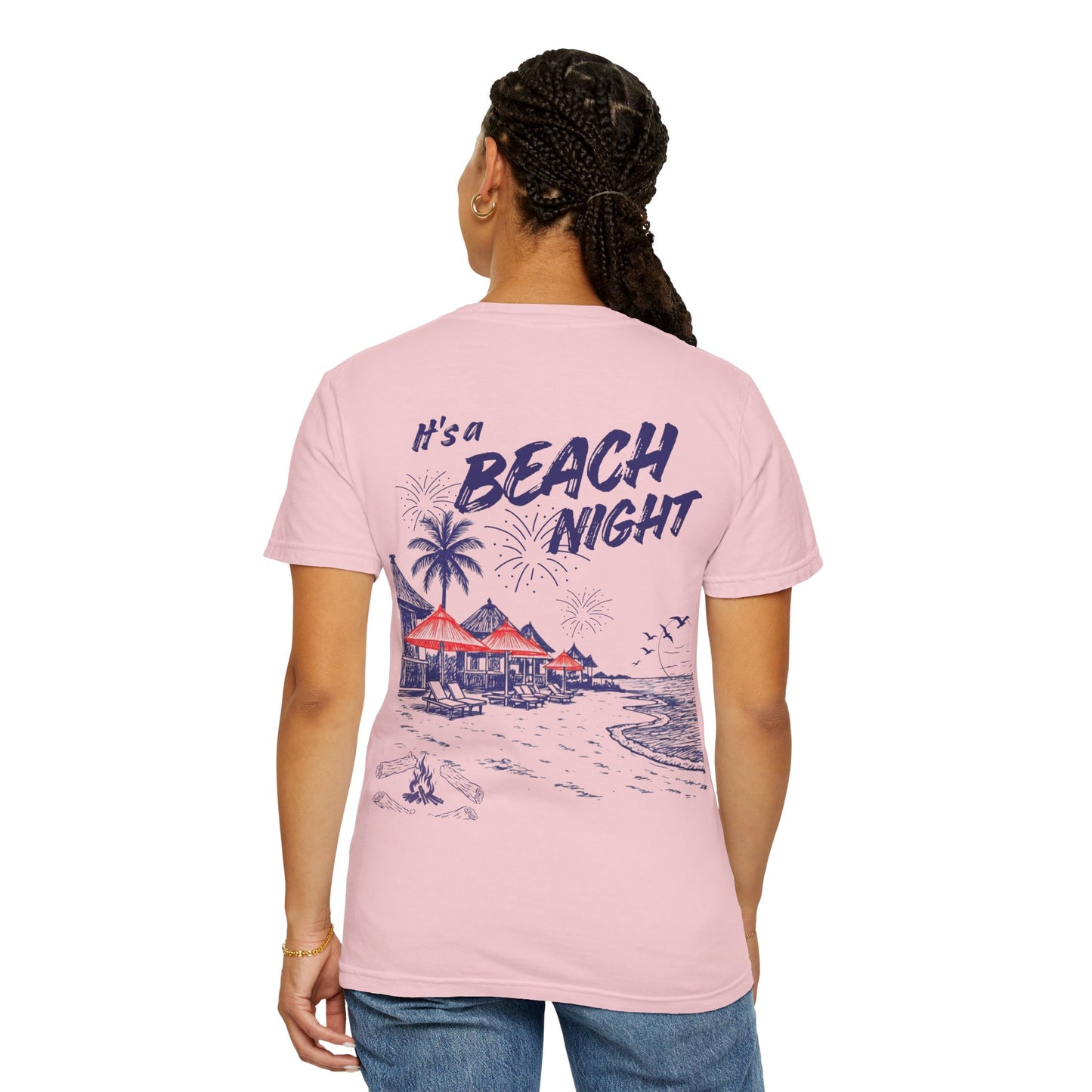 Beach Day Beach Night T-Shirt — Front & Back Beach Scene Unisex Tee