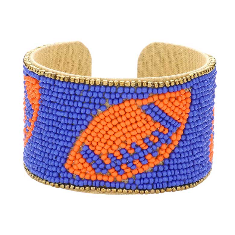 Game Day Seed Beaded Cuff Bracelet