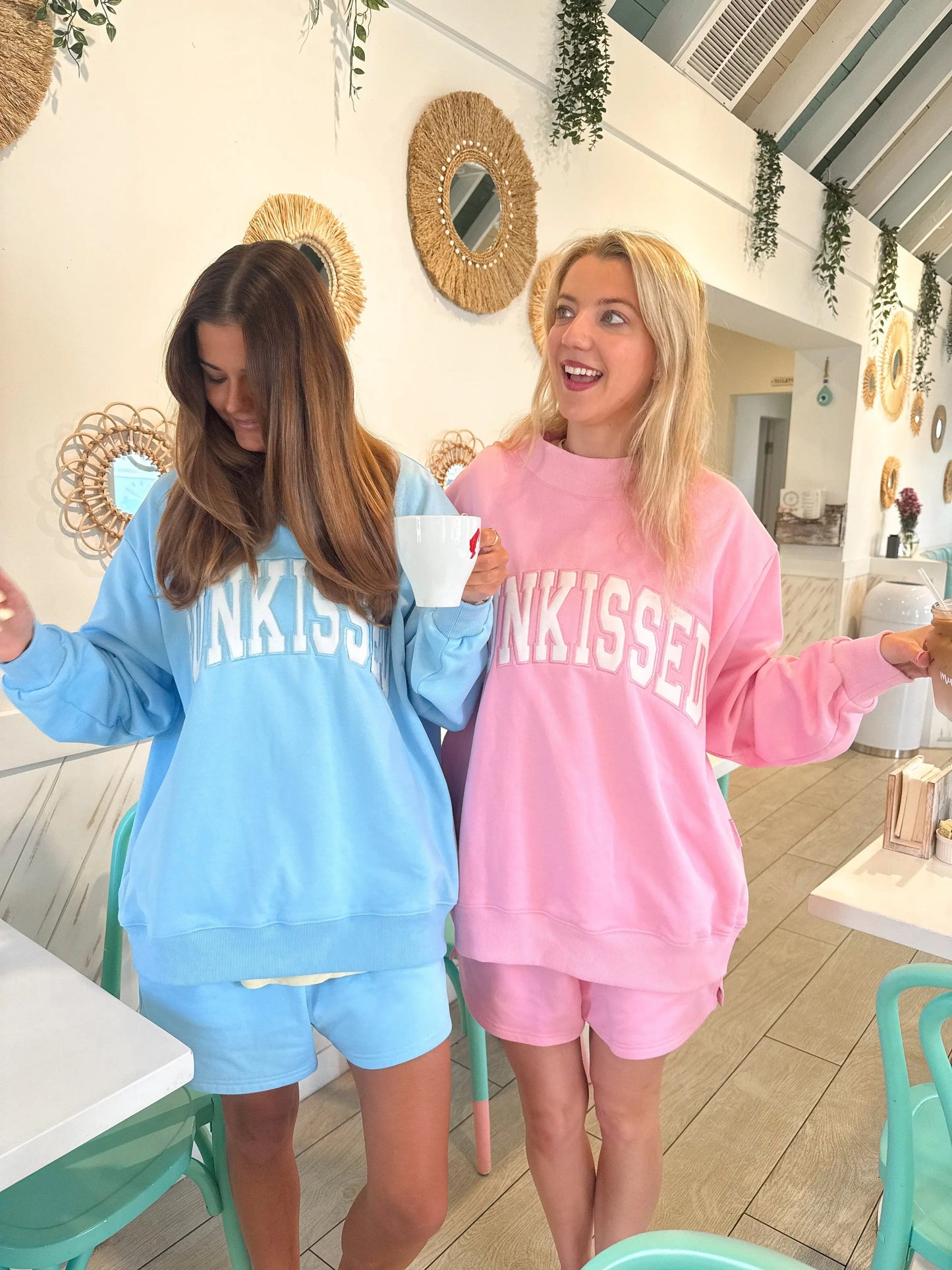 Berry Blue Varsity Sunkissed Embroidered Mockneck Sweatshirt 100% Cotton