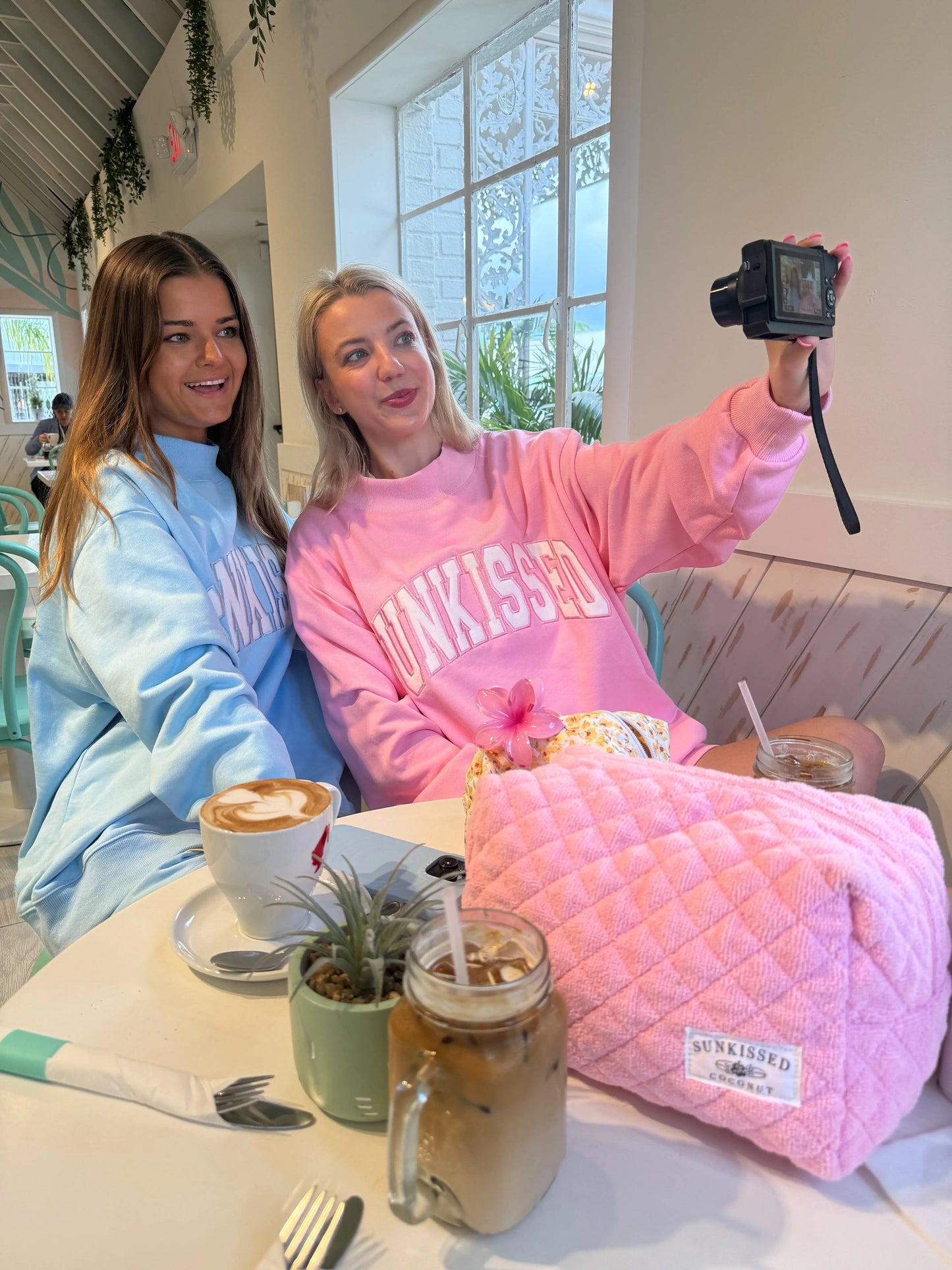 Berry Blue Varsity Sunkissed Embroidered Mockneck Sweatshirt 100% Cotton