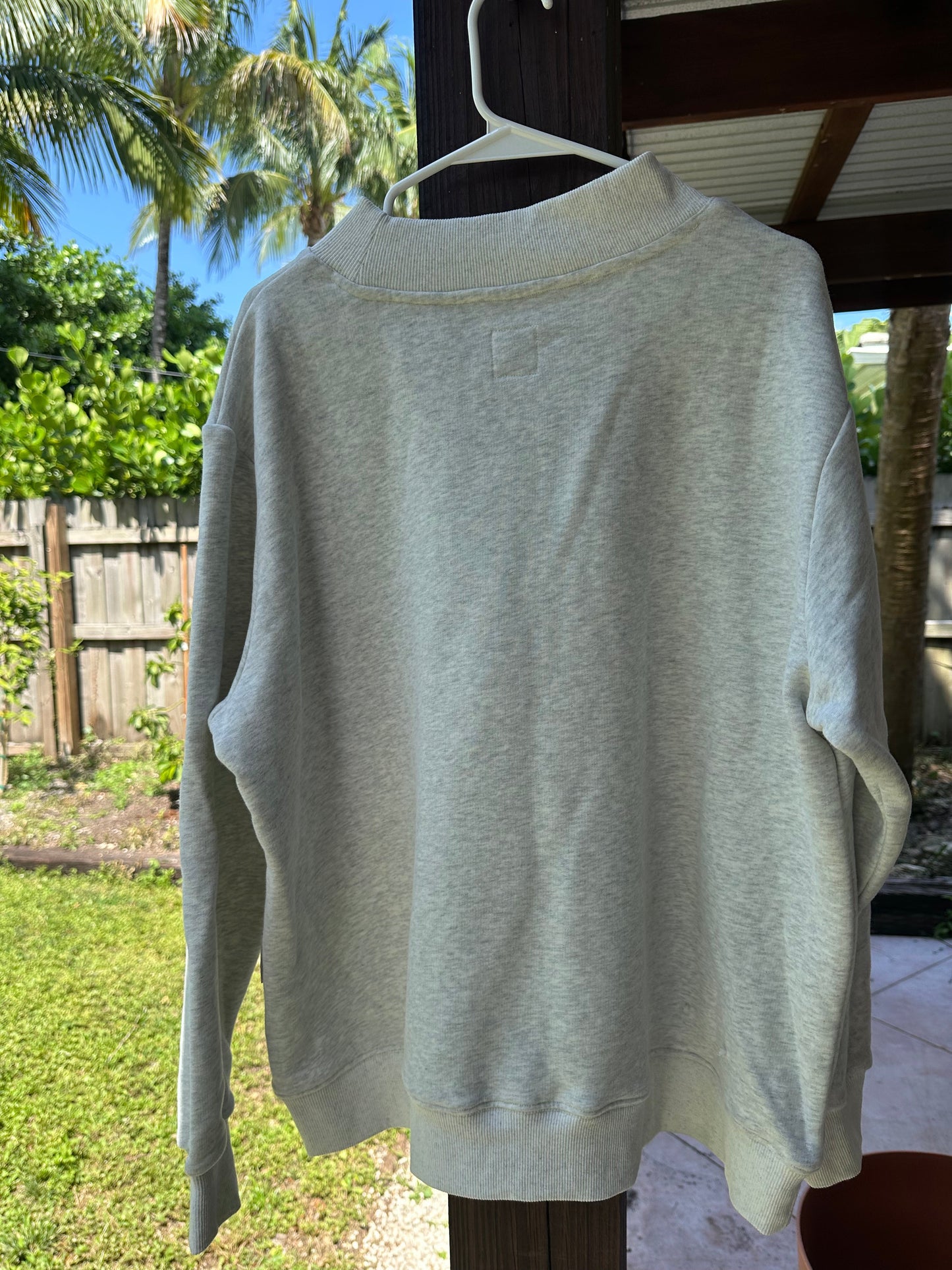 Pearl Grey Varsity Sunkissed Embroidered Mockneck Sweatshirt 100% Cotton
