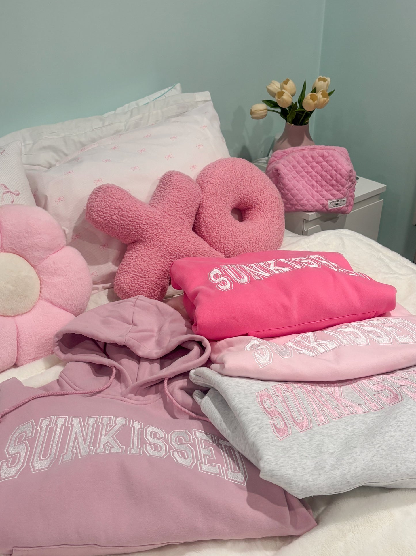 Light Pink Varsity Embroider Hoodie