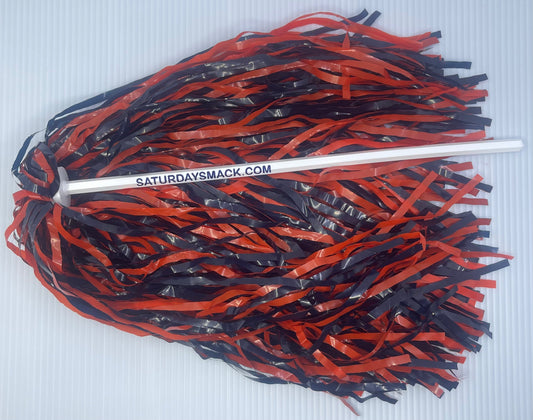 Orange/Navy Pom-Pom Gameday Shakers for Fans/Boot Tassels