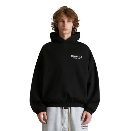 Essentials Fear of God Fleece Hoodie Black- Authentic Essentials Brand