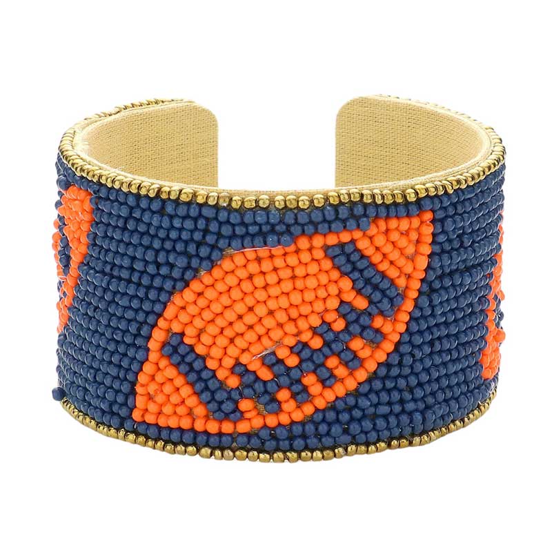 Game Day Seed Beaded Cuff Bracelet