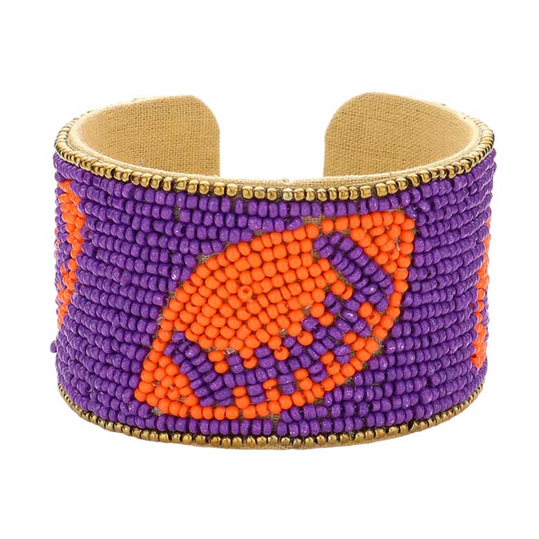 Game Day Seed Beaded Cuff Bracelet