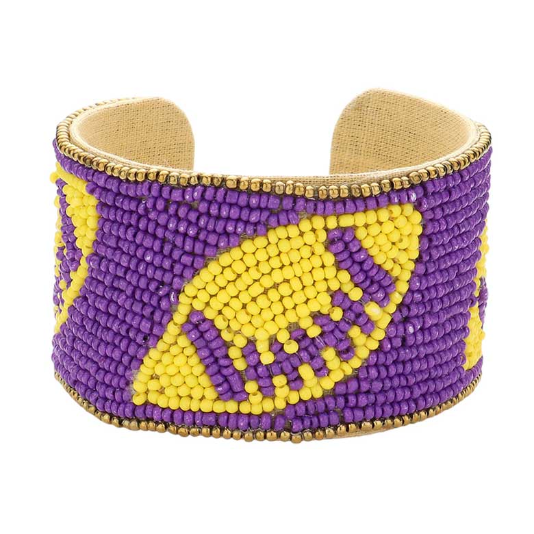 Game Day Seed Beaded Cuff Bracelet