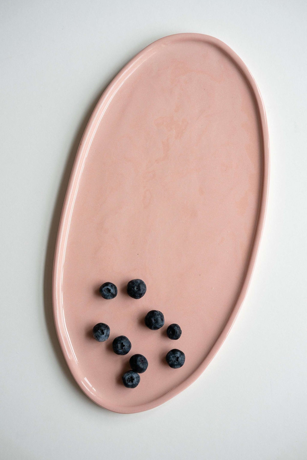 Handmade Porcelain Oval Platter. Powder Pink