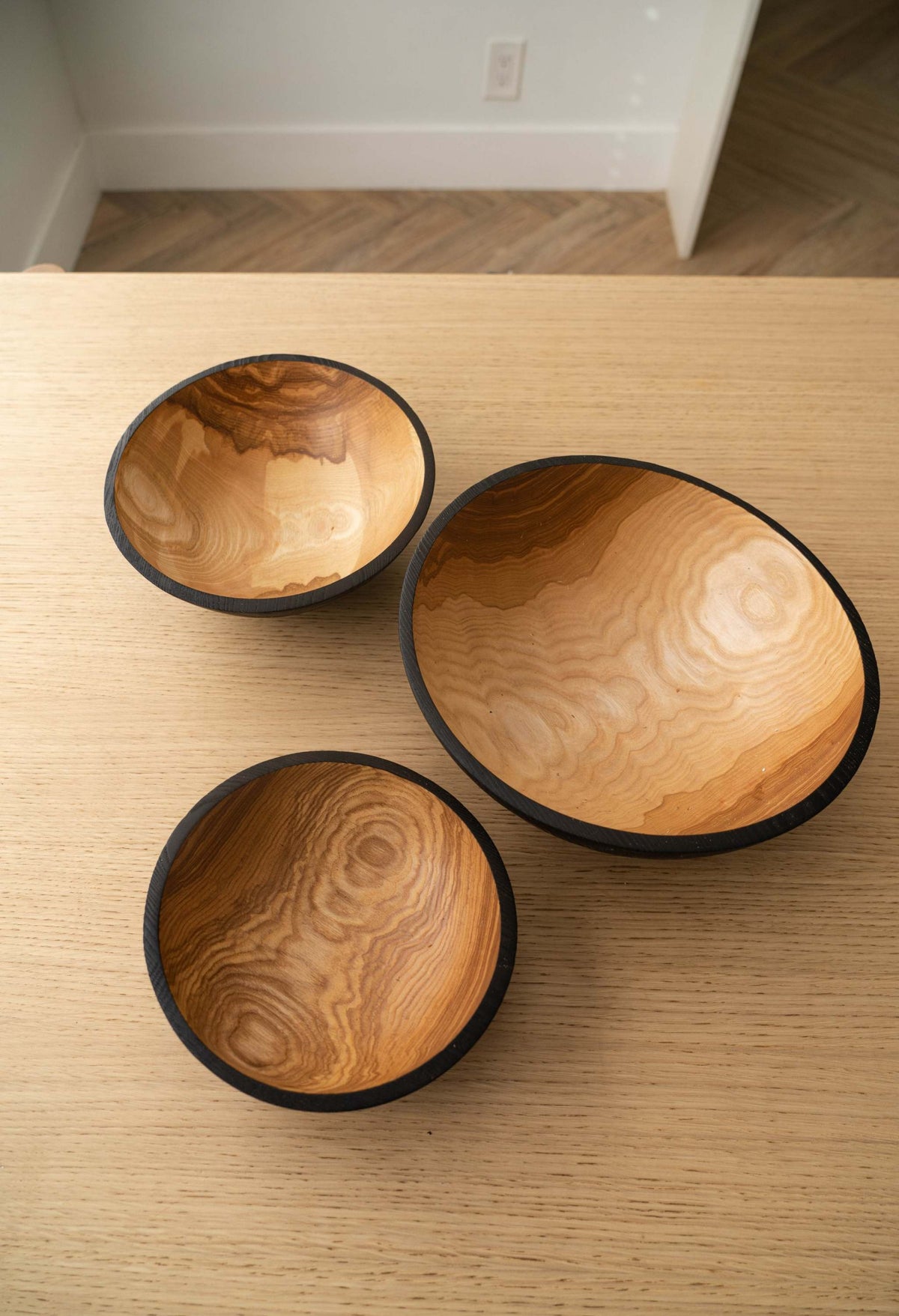 Half Charred Ashwood Nesting Bowl Set