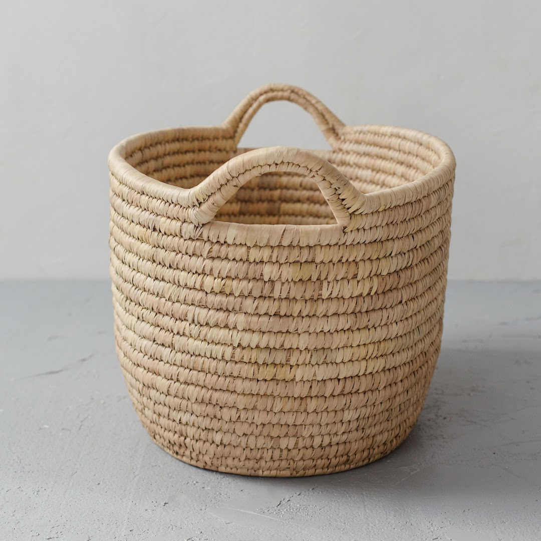 Palm Leaf Laundry Basket Low Oval