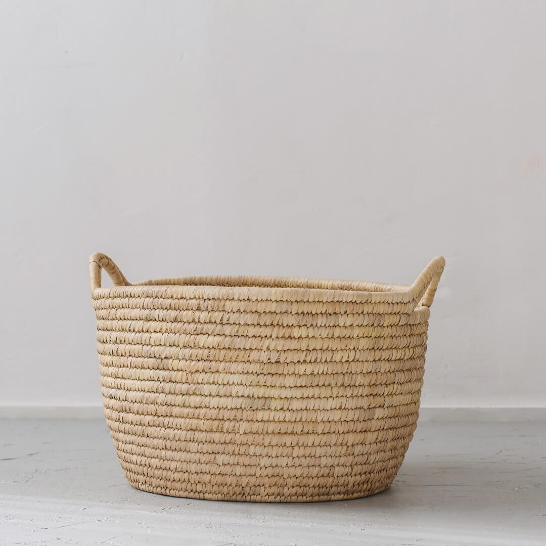 Palm Leaf Laundry Basket Low Oval