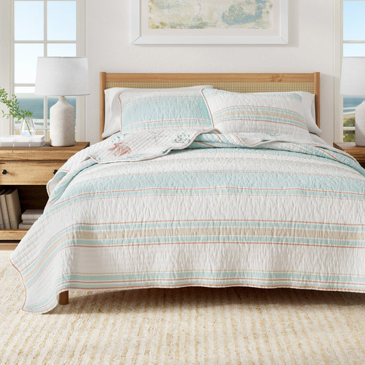 Coastal Printed Cotton Quilt Set - St. Augustine Collection